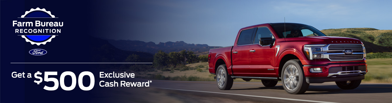 A red Ford F-150